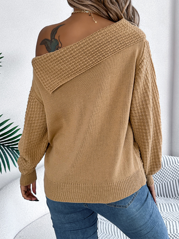 Chic Off-shoulder Cable Pullover