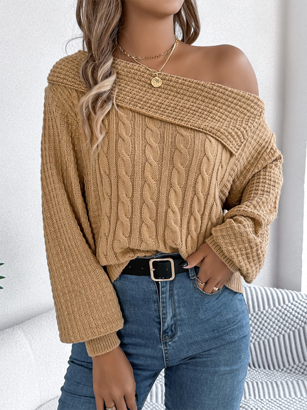 Chic Off-shoulder Cable Pullover