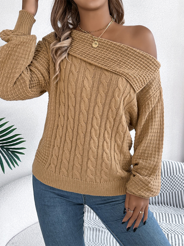 Chic Off-shoulder Cable Pullover