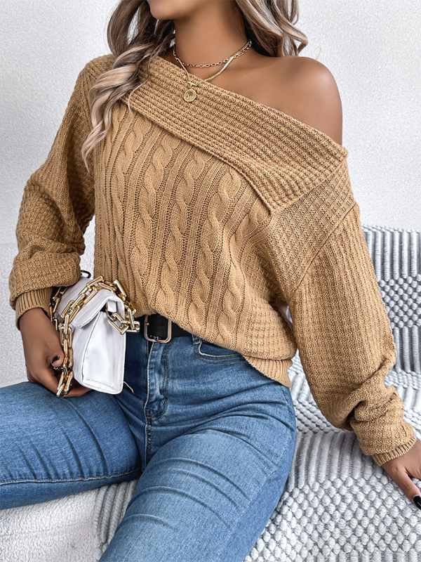 Chic Off-shoulder Cable Pullover