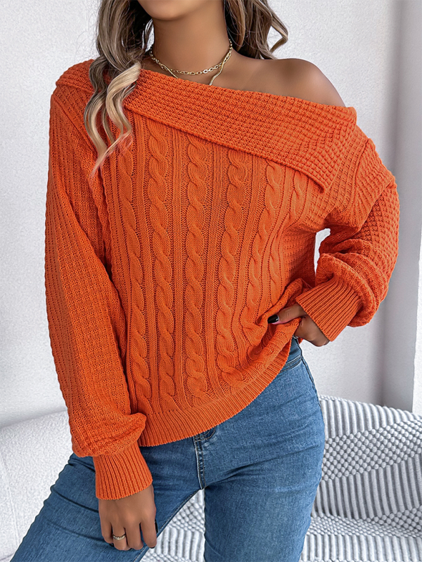 Chic Off-shoulder Cable Pullover