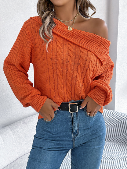 Chic Off-shoulder Cable Pullover