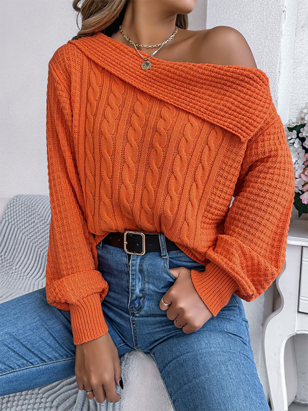 Chic Off-shoulder Cable Pullover