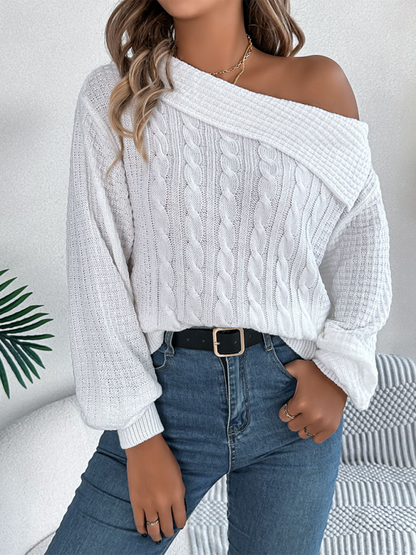 Chic Off-shoulder Cable Pullover