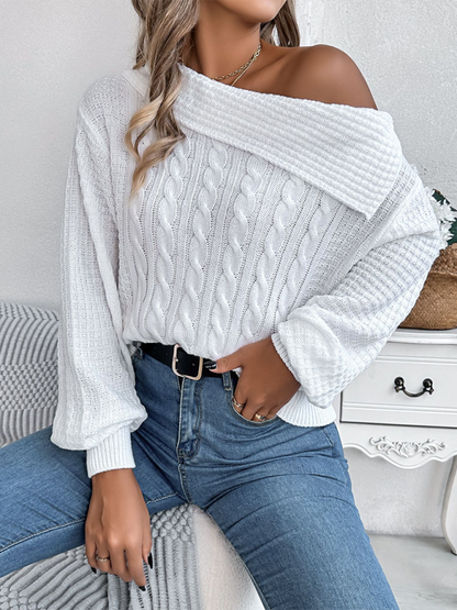 Chic Off-shoulder Cable Pullover