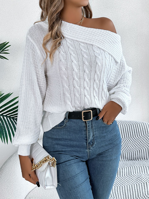 Chic Off-shoulder Cable Pullover