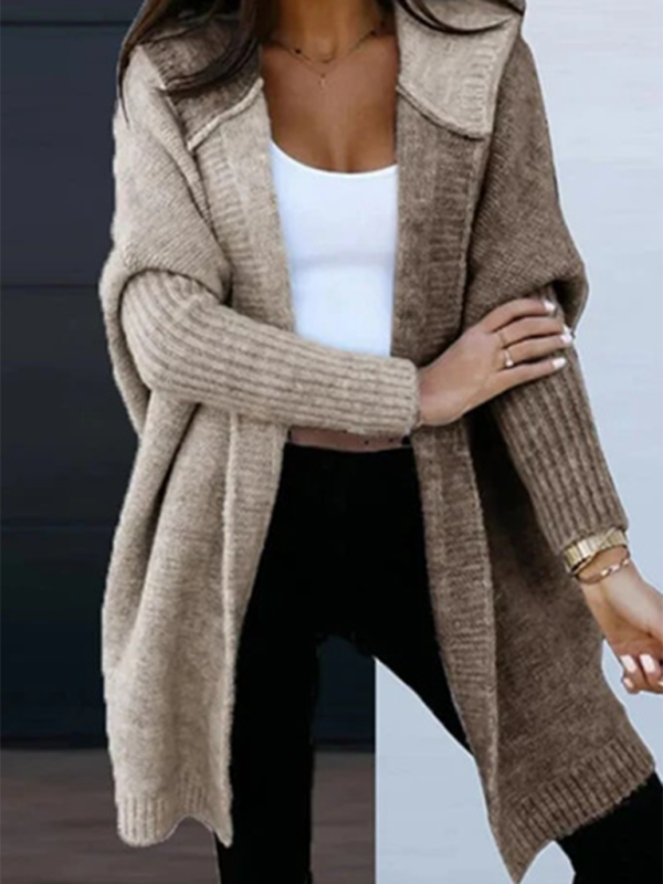 Women's knitted hooded cardigan