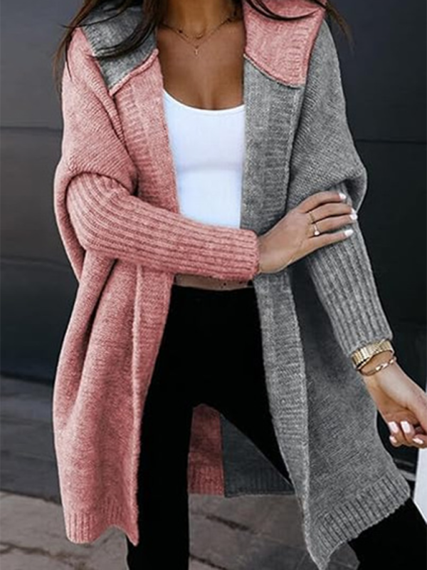 Women's knitted hooded cardigan