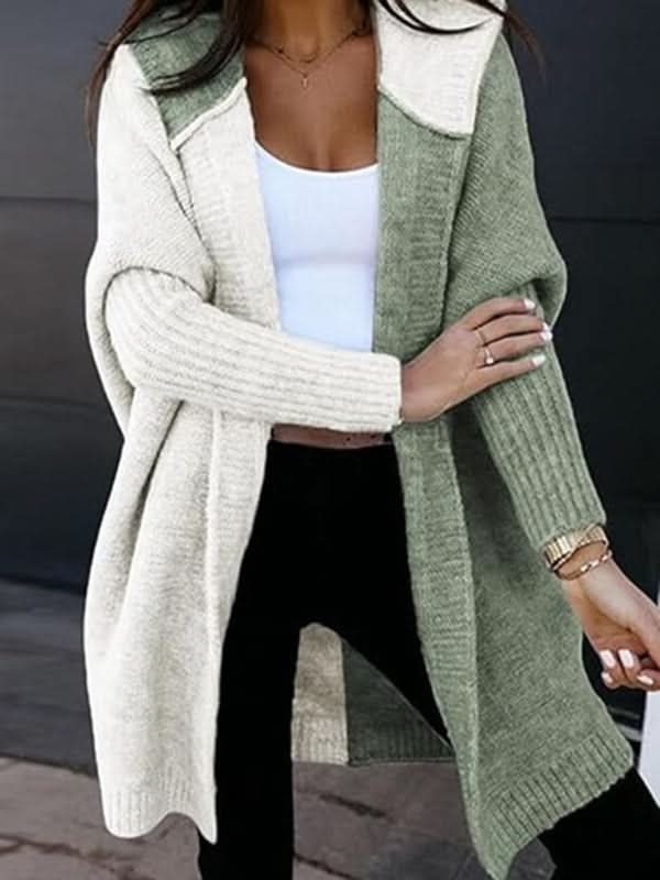 Women's knitted hooded cardigan