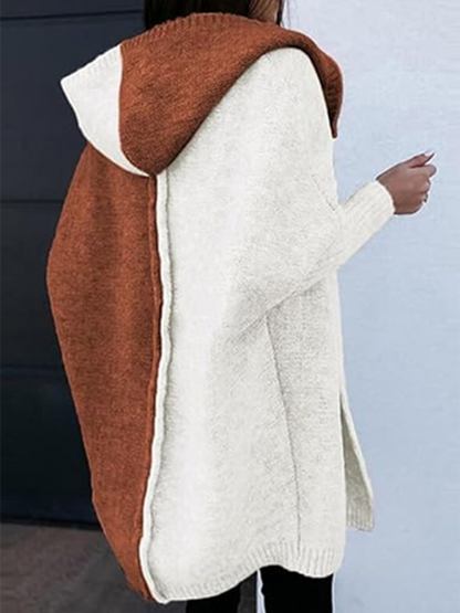 Women's knitted hooded cardigan