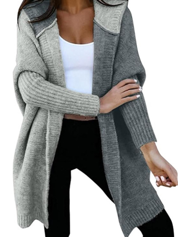 Women's knitted hooded cardigan