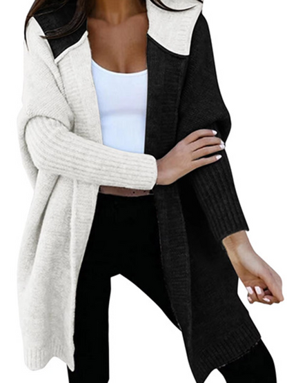 Women's knitted hooded cardigan