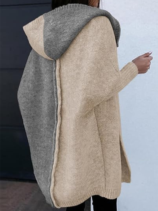 Women's knitted hooded cardigan