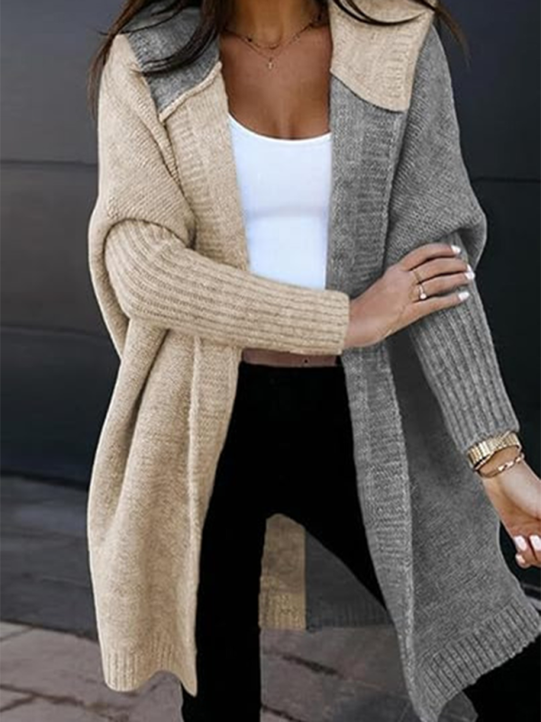 Women's knitted hooded cardigan