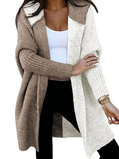 Women's knitted hooded cardigan