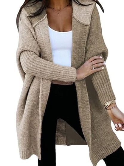 Women's knitted hooded cardigan