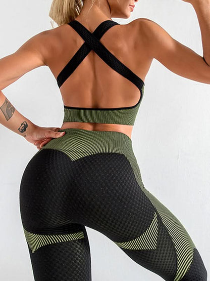 Sports Yoga Clothing Set Fitness Tank Top Jacket High Waist Yoga Pants Three Piece Set