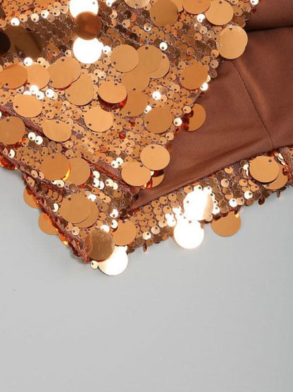 Stylish Women's Sequined Tube Top Dress with Hip-Skimming Skirt for Evening Wear