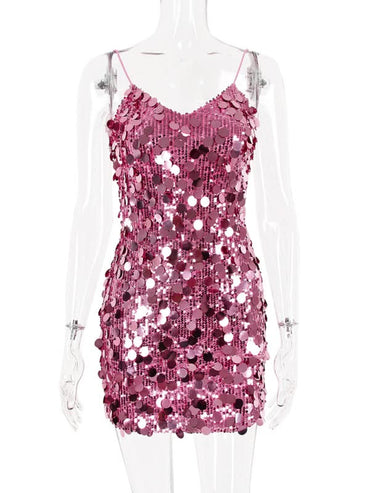 Sequined Hip Skirt Dress for Women - Sexy Suspenders Style