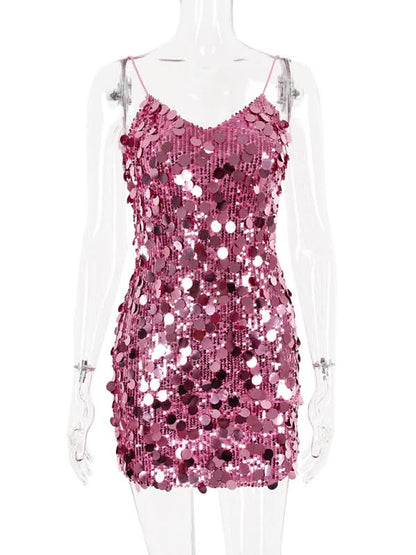 Sequined Hip Skirt Dress for Women - Sexy Suspenders Style