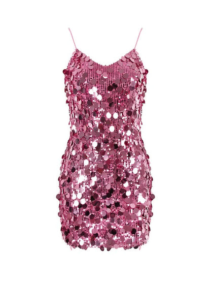 Sequined Hip Skirt Dress for Women - Sexy Suspenders Style