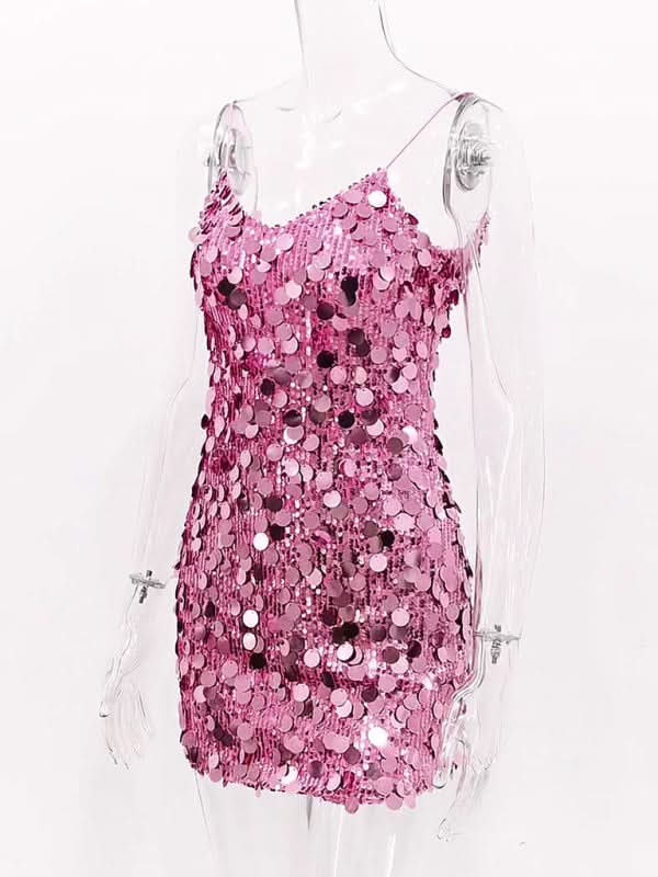 Sequined Hip Skirt Dress for Women - Sexy Suspenders Style