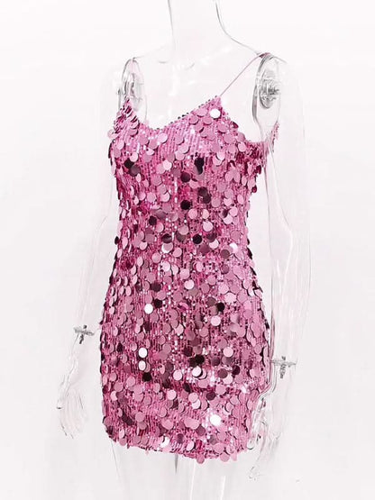 Sequined Hip Skirt Dress for Women - Sexy Suspenders Style