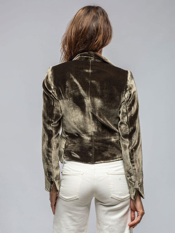 New Style Gold Velvet Suit One Button Slim Casual Suit