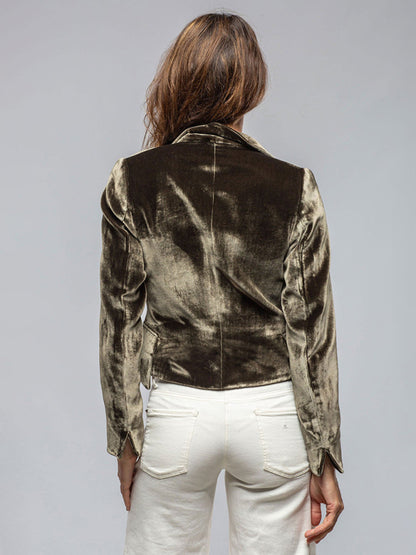 New Style Gold Velvet Suit One Button Slim Casual Suit