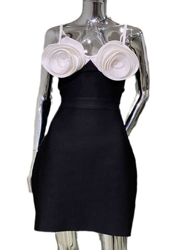 Stylish V-Neck A-Line Mini Black Dress with Suspender Straps