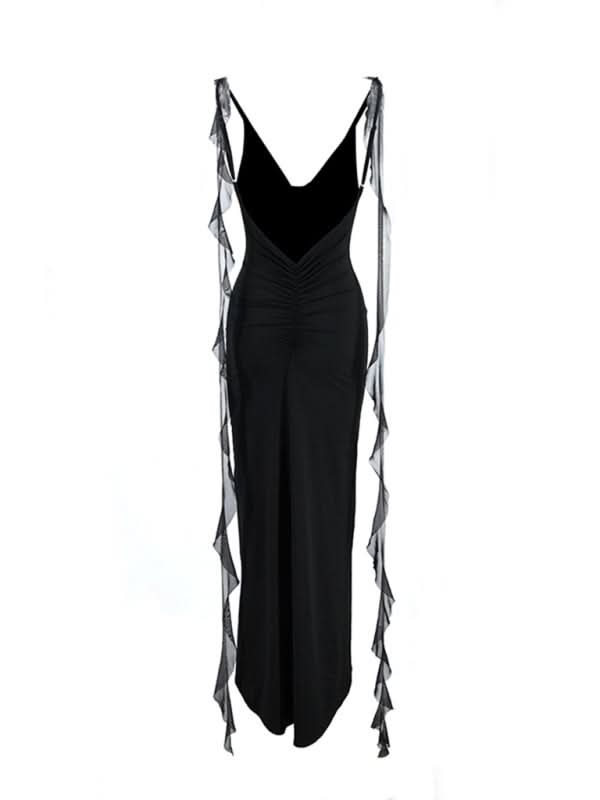 Elegant V-Neck Backless Fishtail Evening Dress for Hot Girls