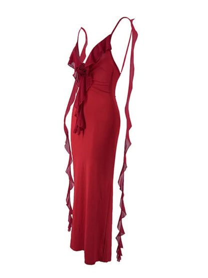 Elegant V-Neck Backless Fishtail Evening Dress for Hot Girls