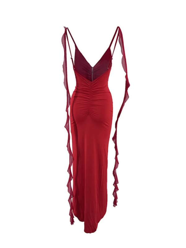 Elegant V-Neck Backless Fishtail Evening Dress for Hot Girls