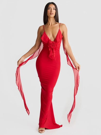 Elegant V-Neck Backless Fishtail Evening Dress for Hot Girls