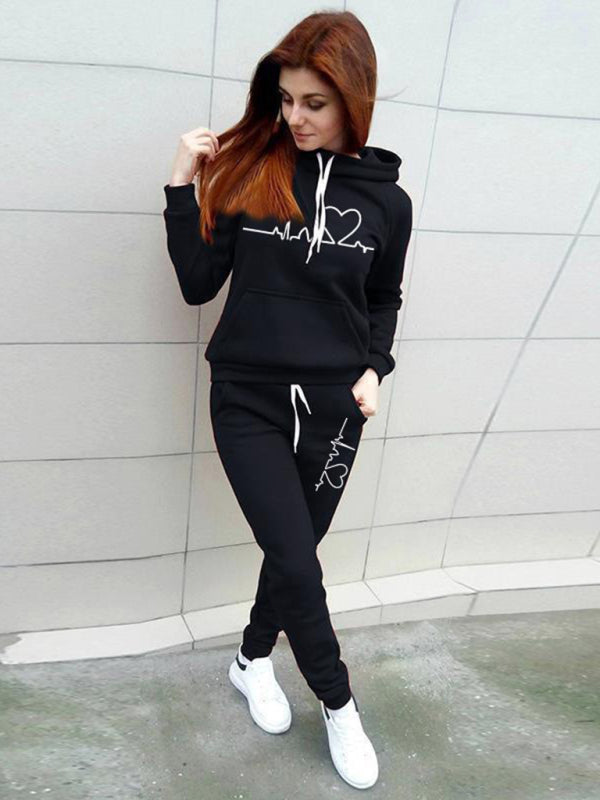 Women's Casual Sports Suit Hooded Fleece Sweater Suit