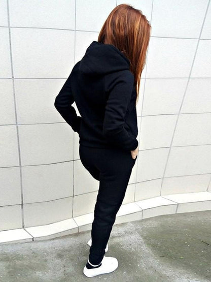 Women's Casual Sports Suit Hooded Fleece Sweater Suit