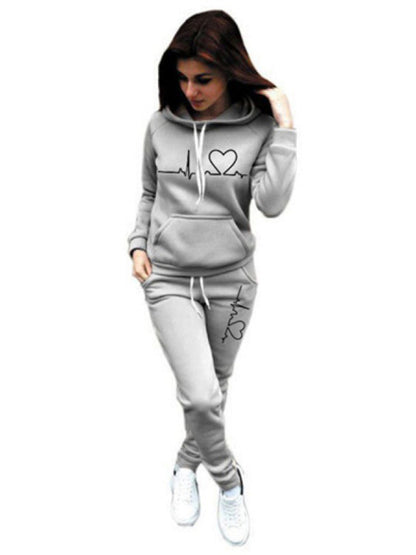 Women's Casual Sports Suit Hooded Fleece Sweater Suit