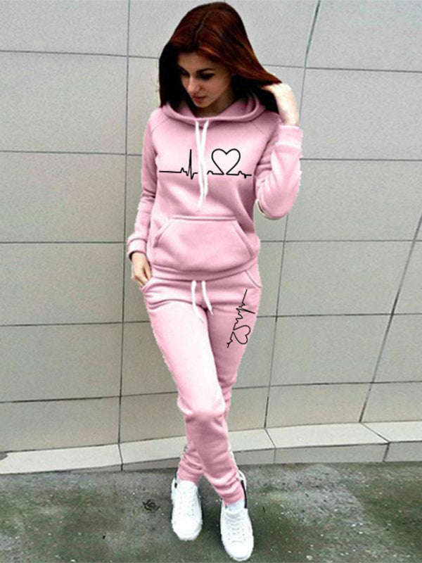 Women's Casual Sports Suit Hooded Fleece Sweater Suit