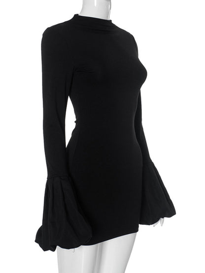 Women's Round Neck Long Sleeve Puff Sleeve Dress Daily