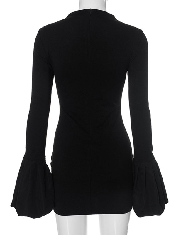 Women's Round Neck Long Sleeve Puff Sleeve Dress Daily