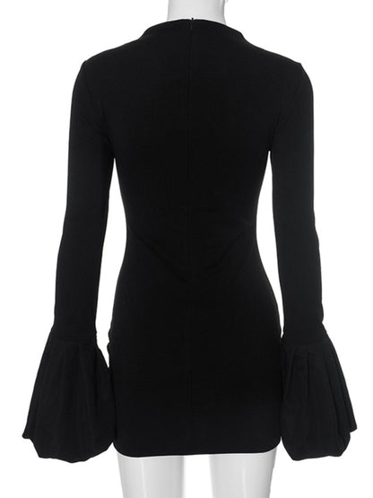 Women's Round Neck Long Sleeve Puff Sleeve Dress Daily