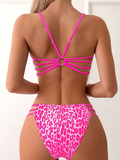 Leopard Print Two Piece Sexy Swimsuit for Beach Fun