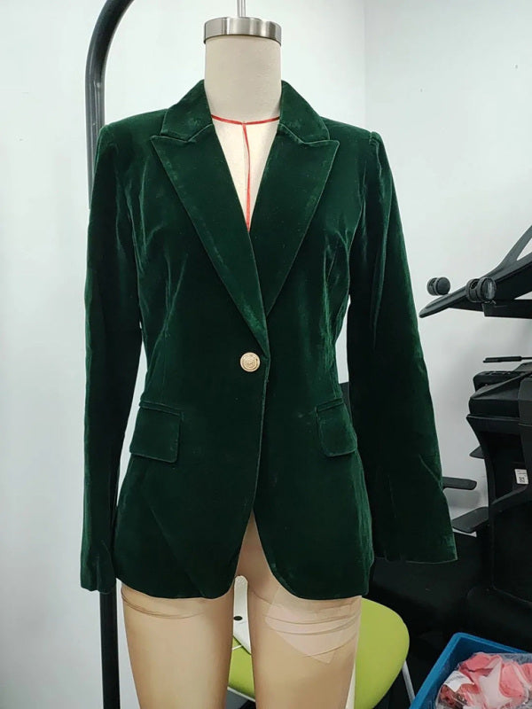 Gold Velvet Elegant Slim Fit Suit Jacket for Men