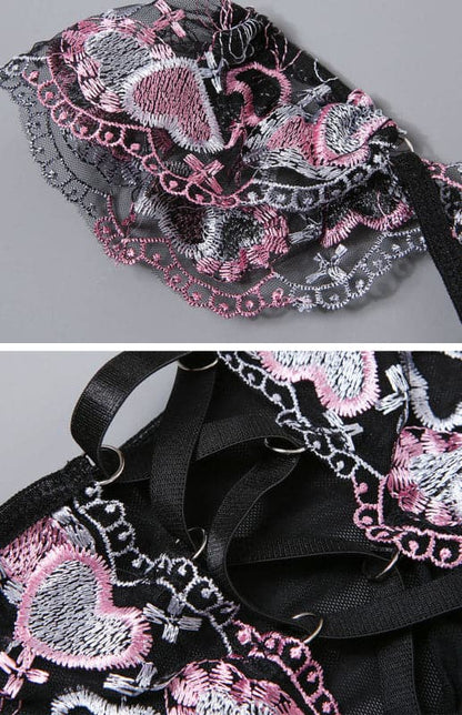 Women's Sexy Embroidered Lingerie Set.