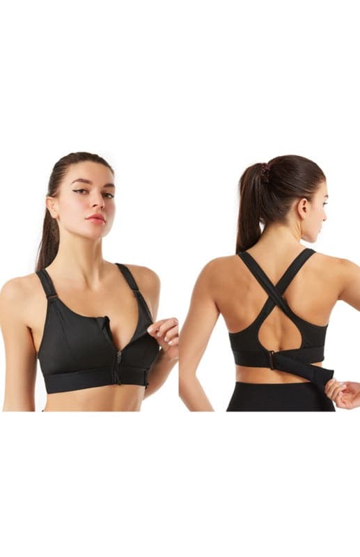 Adjustable zip sports bra for women