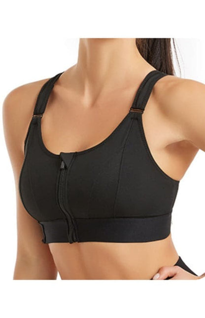 Adjustable zip sports bra for women