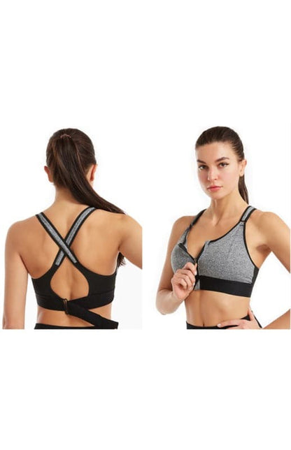 Adjustable zip sports bra for women