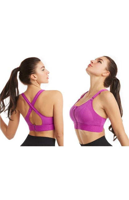 Adjustable zip sports bra for women