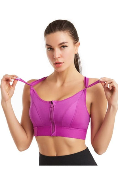 Adjustable zip sports bra for women