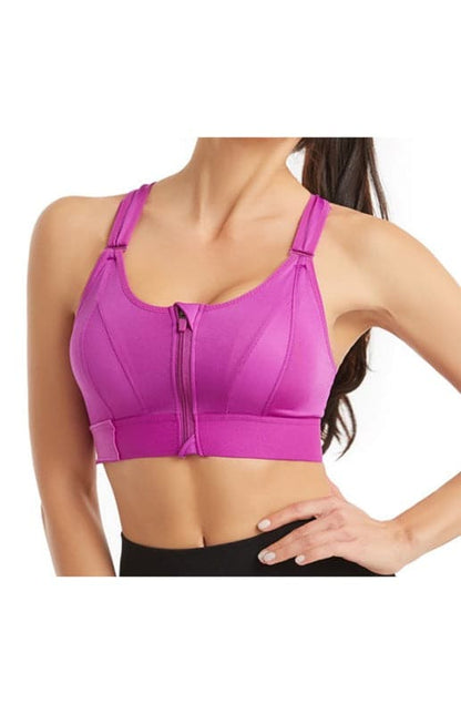 Adjustable zip sports bra for women